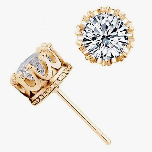 Jewelry - Royal Stud Earrings Gold Plated 2 Karat CZ